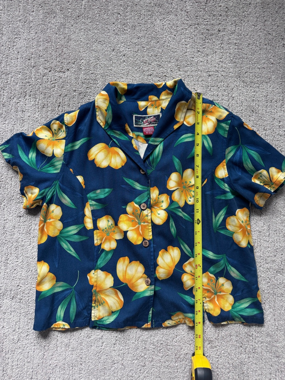 Vintage La Cabana Navy Hibiscus Hawaiian Rayon Camp Shirt Large - Picture 7 of 9